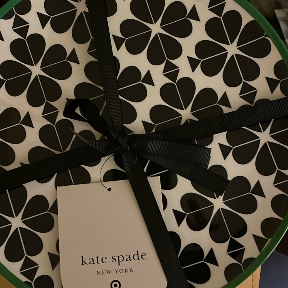 Kate Spade Black and White Melamine Dinner Plate Set of 4